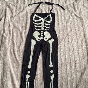 Skeleton jumpsuit costume sexy bodycon stretchy skeleton one piece size small